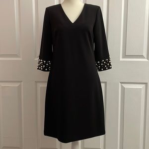 Calvin Klein jeweled-sleeve padded shoulder dress